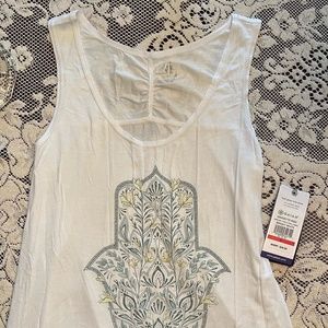 GAIAM Harmony Tank Floral Hamsa in  "bright white" - SMALL